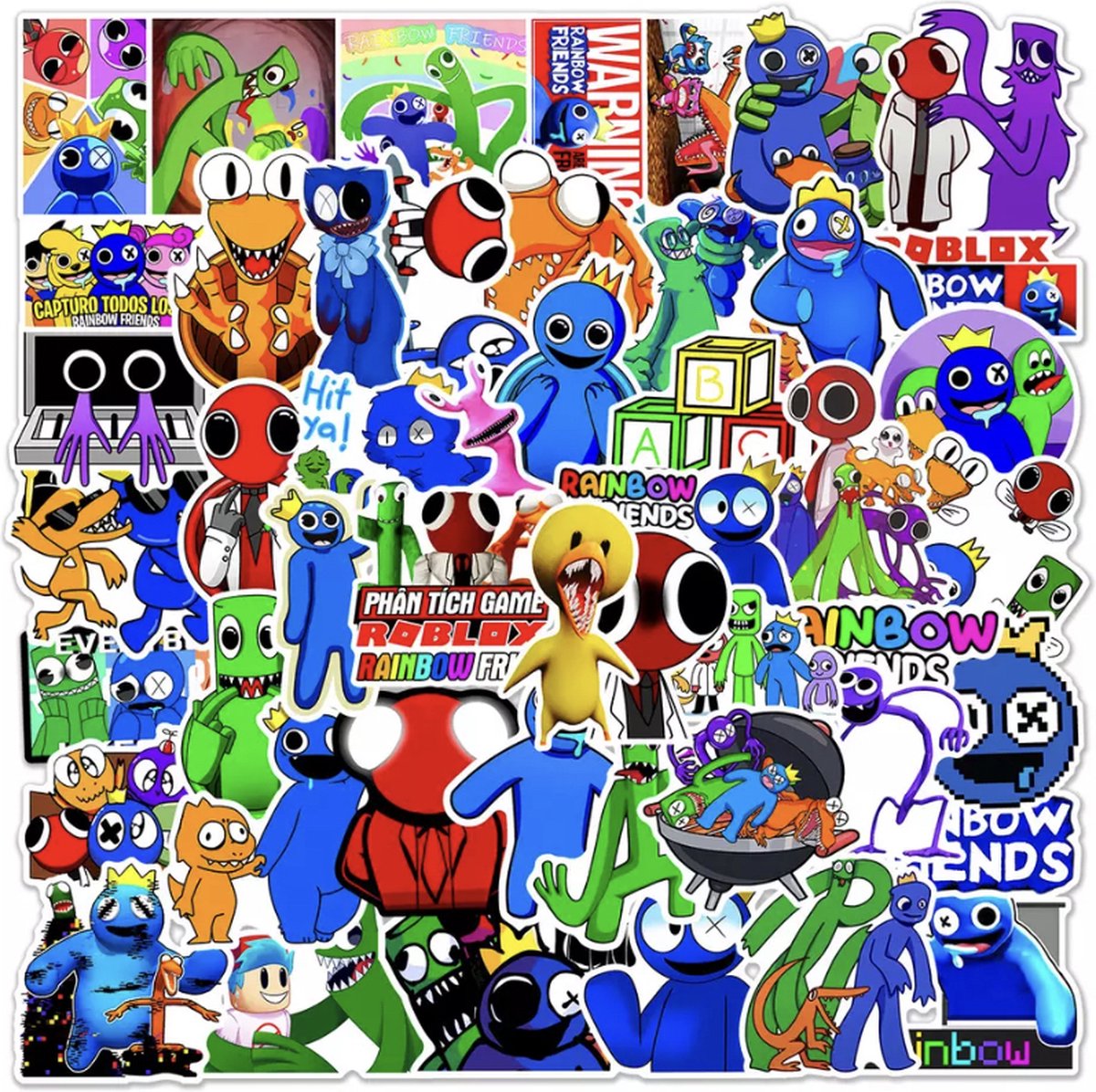 Rainbow Friends Stickers 50 Unieke Stuks - Rainbow Friends Speelgoed - Roblox Stickers - Stickers Laptop - Stickers Kinderen - Stickers Bullet Journal - Stickers voor Koffer - Koffer Stickers - Stickervellen - Merkloos