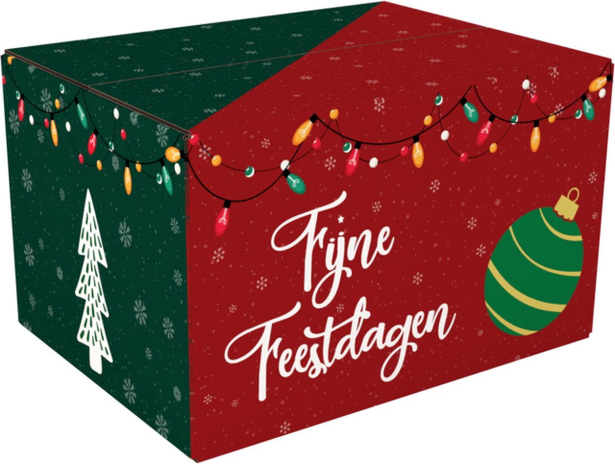 Kerstpakket doos - verpakking - leeg - karton - fijne feestdagen - 310x200x140mm - 10 stuks