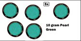 5x PXP Professional Colours 10 gram Pearl Green- Schmink groen festival thema feest party fun