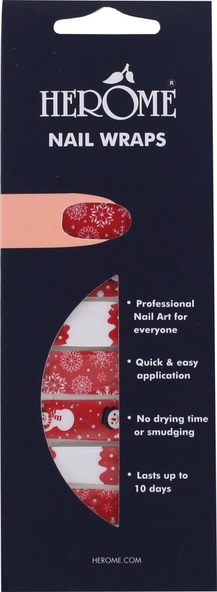 Herome Nail Wraps White Christmas - Nagelstickers - Nail Art - Zonder Droogtijd - 2x10 stickers