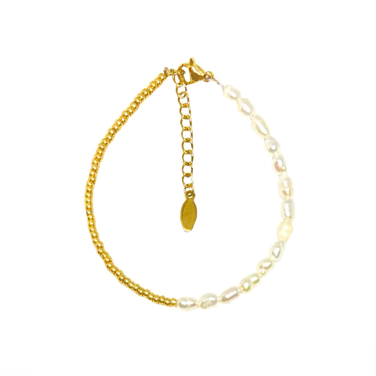 Half pearls bracelet - gold