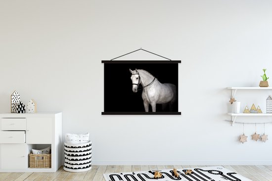 Porte-affiche avec affiche - Affiche scolaire - Cheval - Wit - Zwart - 150x100 cm - Lattes noires