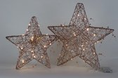 Star-max Kerstster - Draadster- 40cm- Goud/glitter/parels met 30 warm witte LEDs