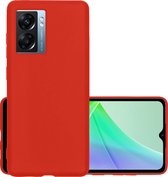 Hoes Geschikt voor OPPO A77 Hoesje Cover Siliconen Back Case Hoes - Rood
