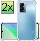 Hoes Geschikt voor OPPO A77 Hoesje Siliconen Cover Shock Proof Back Case Shockproof Hoes - Transparant - 2x