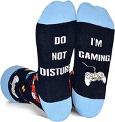 Malinsi Grappige Sokken Gaming - Lichtblauw - Do not Disturb - One Size - Cadeau Mannen - Huissokken - Housewarming - Verjaardag