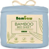 Bamboe Hoeslaken | 1-Persoons Eco Hoeslaken 90cm bij 190cm | Lichtblauw | Luxe Bamboe Beddengoed | Hypoallergeen Hoeslaken | Puur Bamboe Viscose Rayon hoeslaken | Ultra-ademende Stof |Bambaw