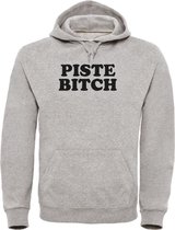 Wintersport hoodie grijs M - Piste Bitch - soBAD. | Foute apres ski outfit | kleding | verkleedkleren | wintersporttruien | wintersport dames en heren