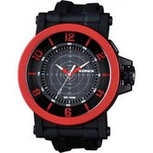 Xonix UN-006 - Horloge - Analoog - Mannen - Heren - Siliconen band - ABS - Cijfers - Streepjes - Achtergrondverlichting - Waterdicht - 10 ATM - Zwart - Rood