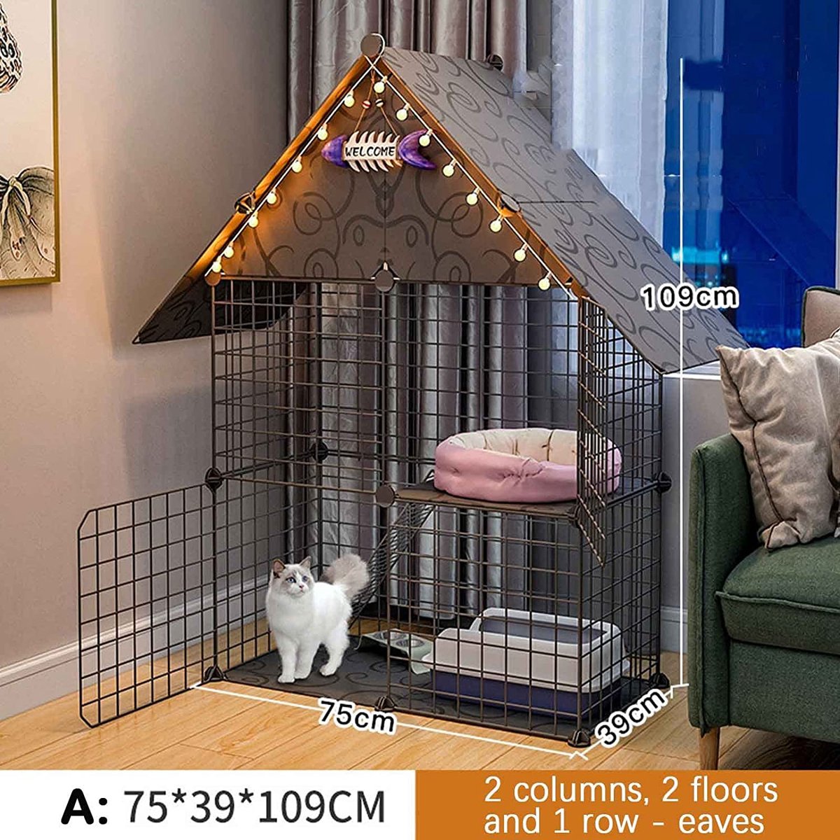 Geïsoleerd kattenhuis voor buiten, winterbestendig kattenhok