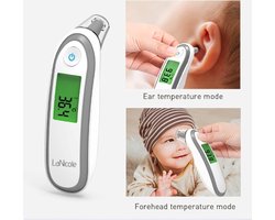 LaNicole®-Infrarood- oor-voorhoofd-thermometer-Grijs kleur-Koortsthermometer-kinderen-baby- volwassen