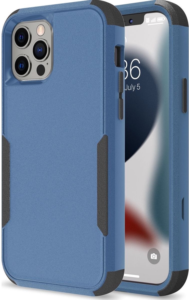Mobigear Hoesje geschikt voor Apple iPhone 14 Pro Max Telefoonhoesje Hardcase | Mobigear Ultra Tough Backcover Shockproof | Schokbestendig iPhone 14 Pro Max Telefoonhoesje | Anti Shock Proof - Zwart / Blauw