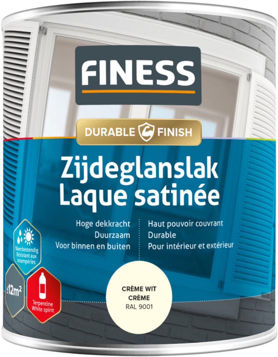 Finess zijdeglanslak - crème wit (RAL 9001) - 750 ml.