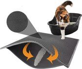QuetiPro® Kattenbakmat - Grit Opvanger - 40 x 50 - Waterdicht - Kattenmat Met Filter - Kattenbak Accessoires - Kat Benodigheden - Cat Litter Mat - Dubbele Laag - Grijs