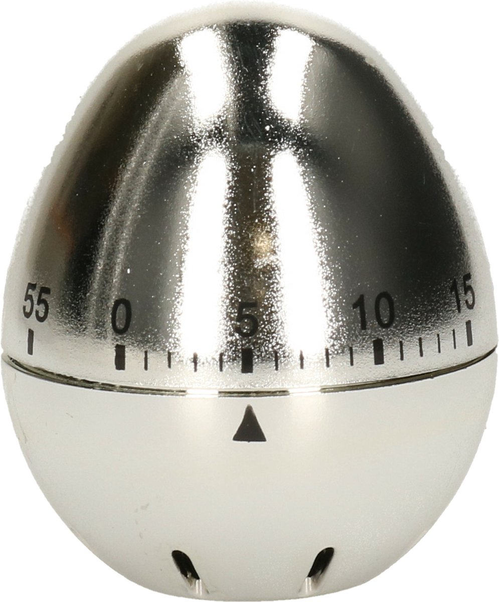 Items Kookwekker - eierwekker - ei-vorm - 6 x 7 cm - zilver - analoge