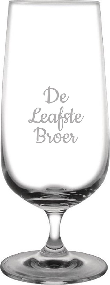 Gegraveerde bierglas op voet 41cl De Leafste Broer