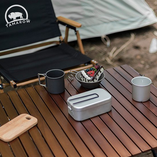 Ensemble de tasses de camping en acier inoxydable Tamarow - Tasse Set - Tasses de camping extensibles - Argent - Set de 2
