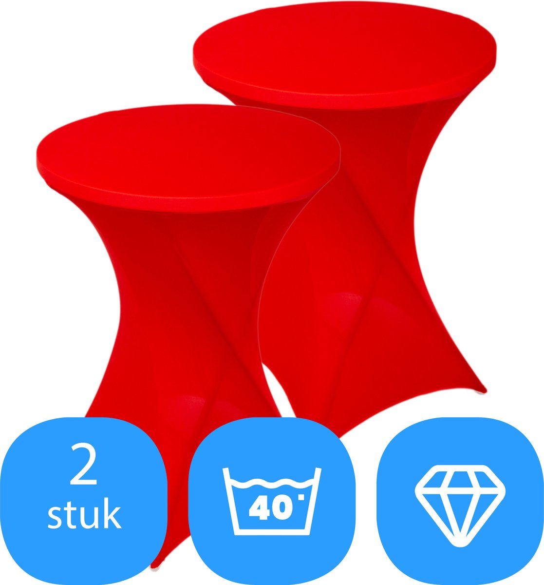 Statafelrok Rood x 2 – ∅80-85 x 110 cm – Stretch 2 stuks – Tafelrok voor Statafel – Geschikt voor Horeca Evenementen | Sta Tafel Hoes | Staantafelhoes | Cocktailparty | Trouwerij | FDWB