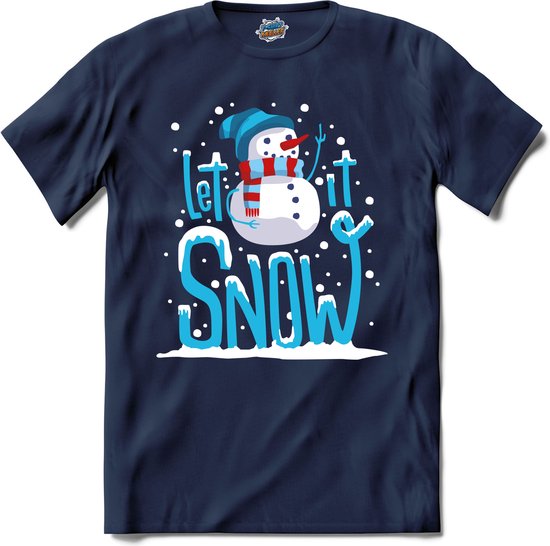 Let it snow - T-Shirt - Heren - Navy Blue - Maat L