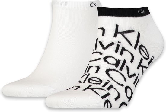 Calvin Klein Sneaker All Over Print (2-pack) - heren enkelsokken - wit dessin - Maat: 39-42
