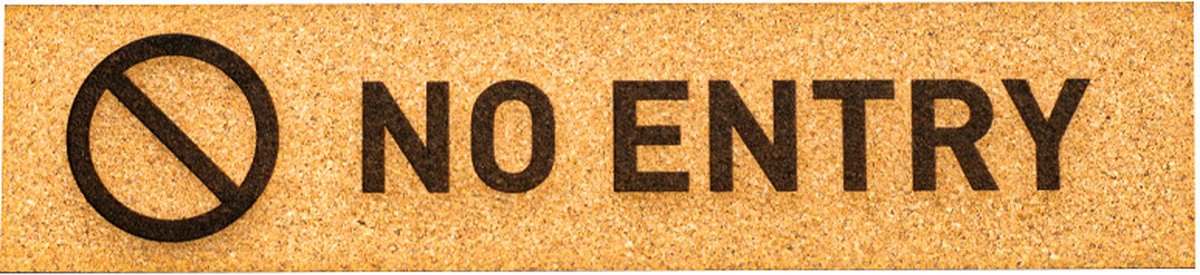 Deurbordje - NO ENTRY - Rechthoek - Kurk - 45 x 195 mm - Prive - Geen toegang - Deurbord - Zelfklevend