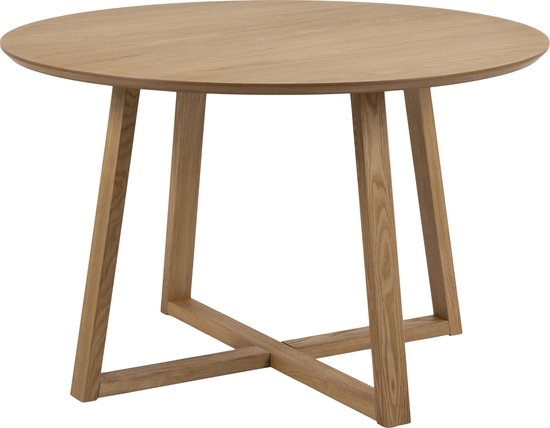 Table de repas Malika Ø120 cm - placage chêne - Actona - Tables à manger rondes 120cm - Brun - Placage|MDF - Tables à manger rondes 120cm
