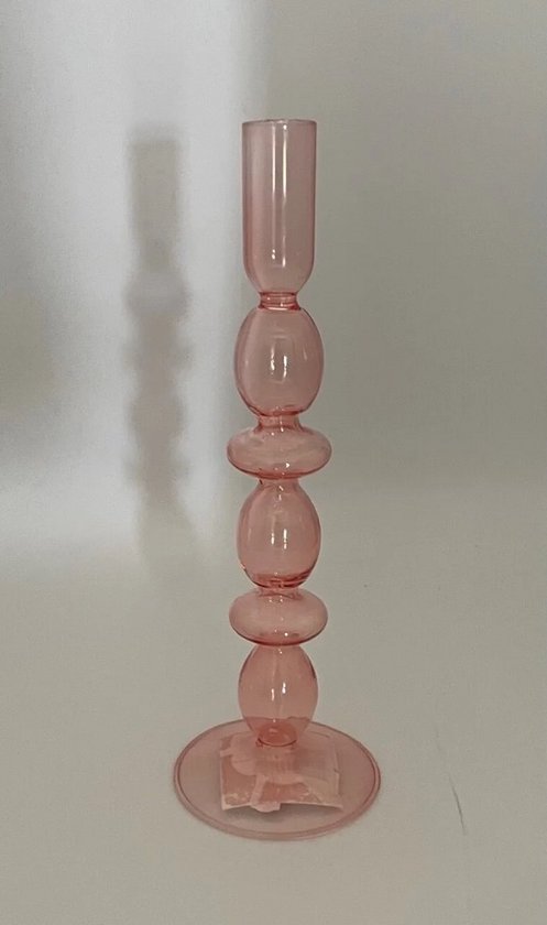 ExcluJess - Kandelaar - Art Bubbles - Roze - Glas - ø8,8x26,5cm