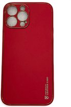 Apple iPhone 14 Rood Back Cover Luxe High Quality Leather Case | Camera beschermend hoesje