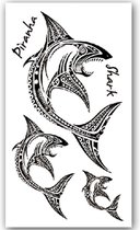 GlittersXL - Temporary Tattoo Haaien/Haai (11x6cm) [Neptattoo - Tijdelijke tatoeage - Nep Fake Tattoos - Water overdraagbare festival sticker henna outfit tattoo - Glitter tattoo - Volwassenen Kinderen Jongen Meisje]