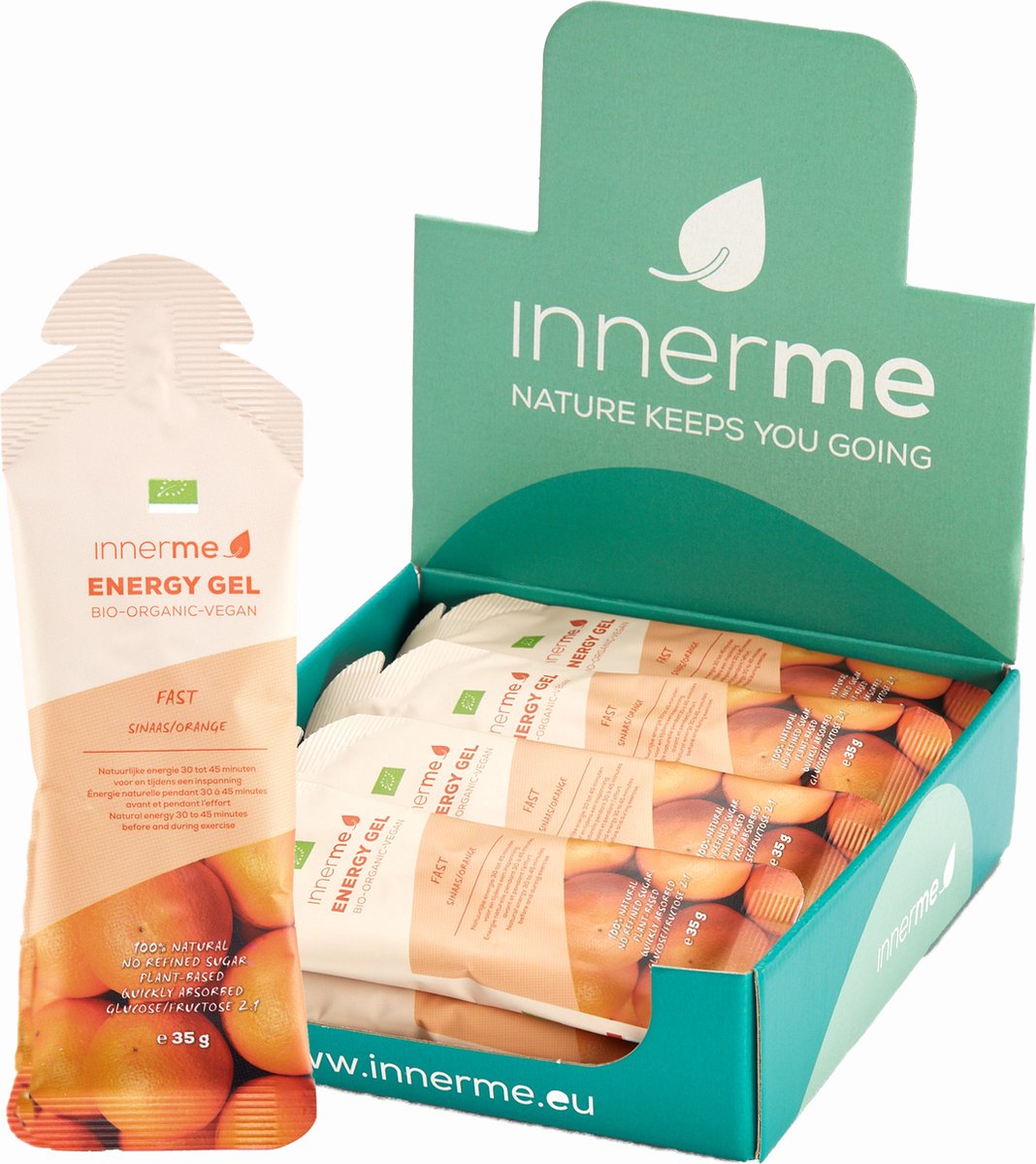 Goedkoopste Innerme Energy Gels 'Fast' Sinaas - Bio & Vegan - 12 Energy gels 35g