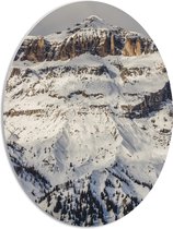 WallClassics - Panneau de mousse PVC ovale - Montagnes enneigées - 42x56 cm Photo sur ovale (avec système de suspension)