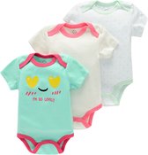 baby jumpsuit met korte mouwen,driedelige set (6M)