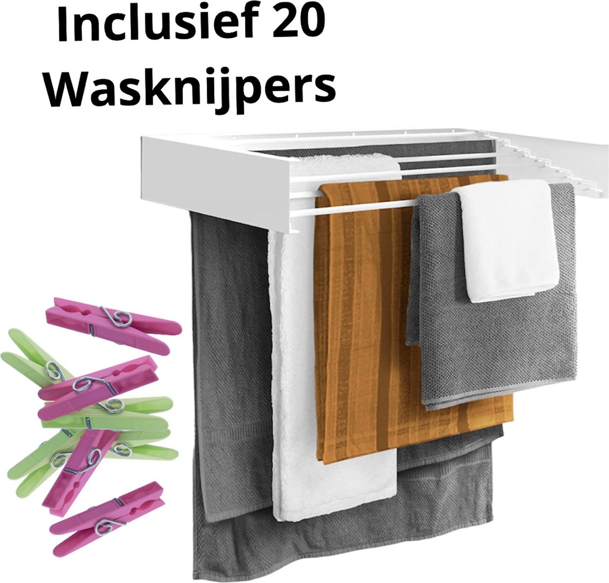 Inklapbaar Droogrek Universeel Wasrek voor in de Badkamer/Tuin/Slaapkamer/Balkon - Aluminium 105 x 14 x 3.8 cm; 4.4 kg