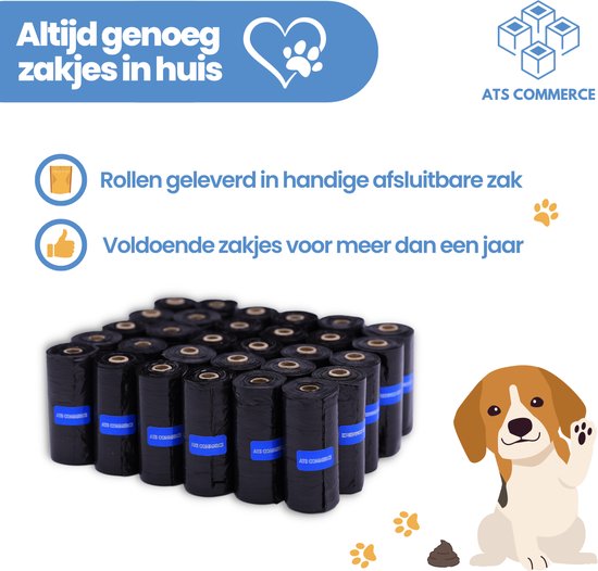 Hondenpoepzakjes - 800 stuks - Ecologisch Verantwoord - Poepzakjes Hond - 40 rollen - ATS Commerce