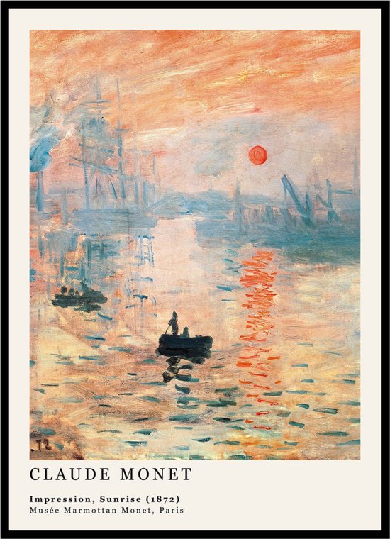 Affiche Sunrise - Claude Monet - Grand 30x40 - Avec Passe-partout Intégré - Reproduction d'Art