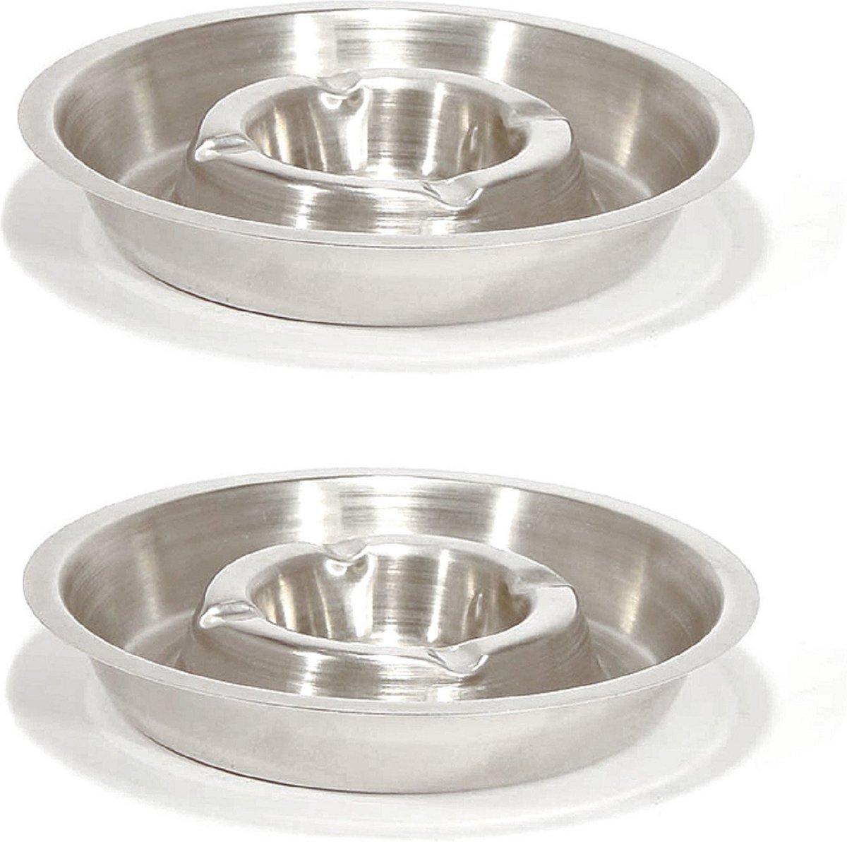Goedkoopste RVS asbak rond 16 cm - 2x - Hotelasbak - Horeca/terras/tafel asbakken