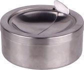 HI Asbak met klep - voor tuin/terras - RVS - rond - D11 cm - zilver