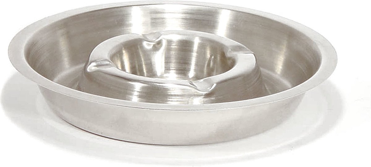 Goedkoopste RVS asbak rond 16 cm - Hotelasbak - Horeca/terras/tafel asbakken