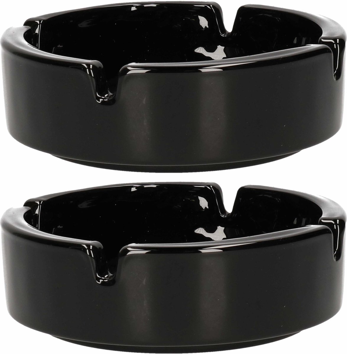 Goedkoopste Luminarc Asbak - 2x - D11 cm - zwart - keramiek