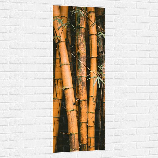 WallClassics - Muursticker - Bamboestammen Staand - 50x150 cm Foto op Muursticker