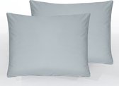 The Linen Collection - Kussenslopen - 2 stuks - Katoen Percale - Sky Blue - 60x70cm