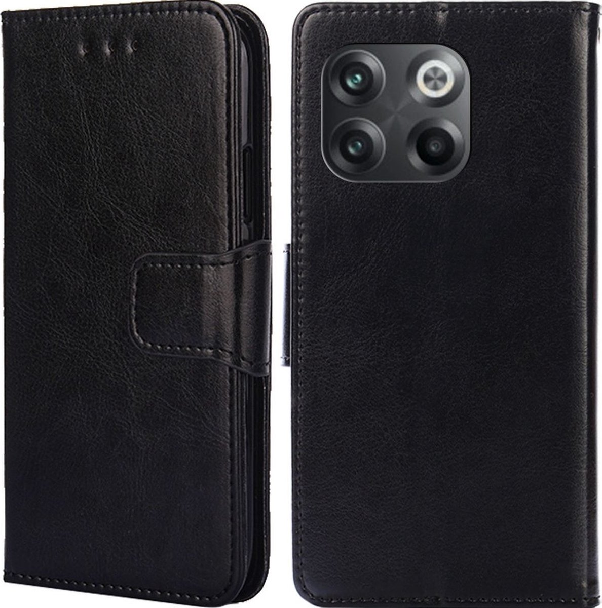 Mobigear Telefoonhoesje geschikt voor OnePlus 10T Hoesje | Mobigear Wallet Bookcase Portemonnee | Pasjeshouder voor 3 Pasjes | Telefoonhoesje voor Pinpas / OV Kaart / Rijbewijs - Zwart