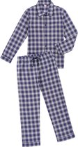 La-V Flanel pyjama set voor jongen met geruit patroon- Blauw   140-146