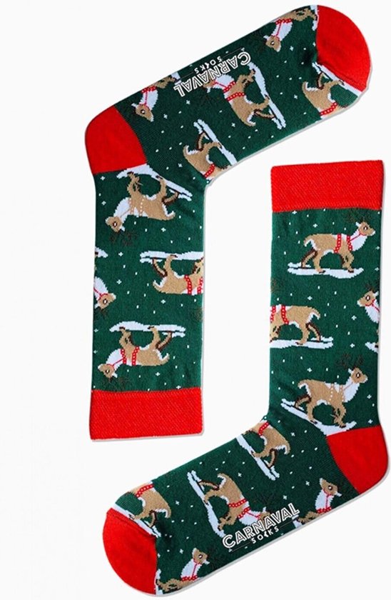 Sokken - Kerstsokken - Christmas Socks - Rendier - Katoen - Kerstcadeau - Christmas Gift - Vrolijk Sokken - Maat 37-44