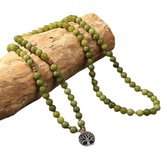Mala Vert avec Arbre de Vie| Chaîne | 108 perles d'agate| Pierres précieuses | Méditation Yoga | Sparkolia