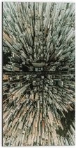 WallClassics - Dibond - Bovenaanzicht van Grote Drukke Stad - 50x100 cm Foto op Aluminium (Met Ophangsysteem)
