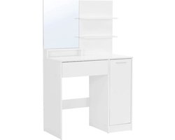 Kaptafel - met spiegel - make up tafel - wit - spaanplaat - 80x40x132cm