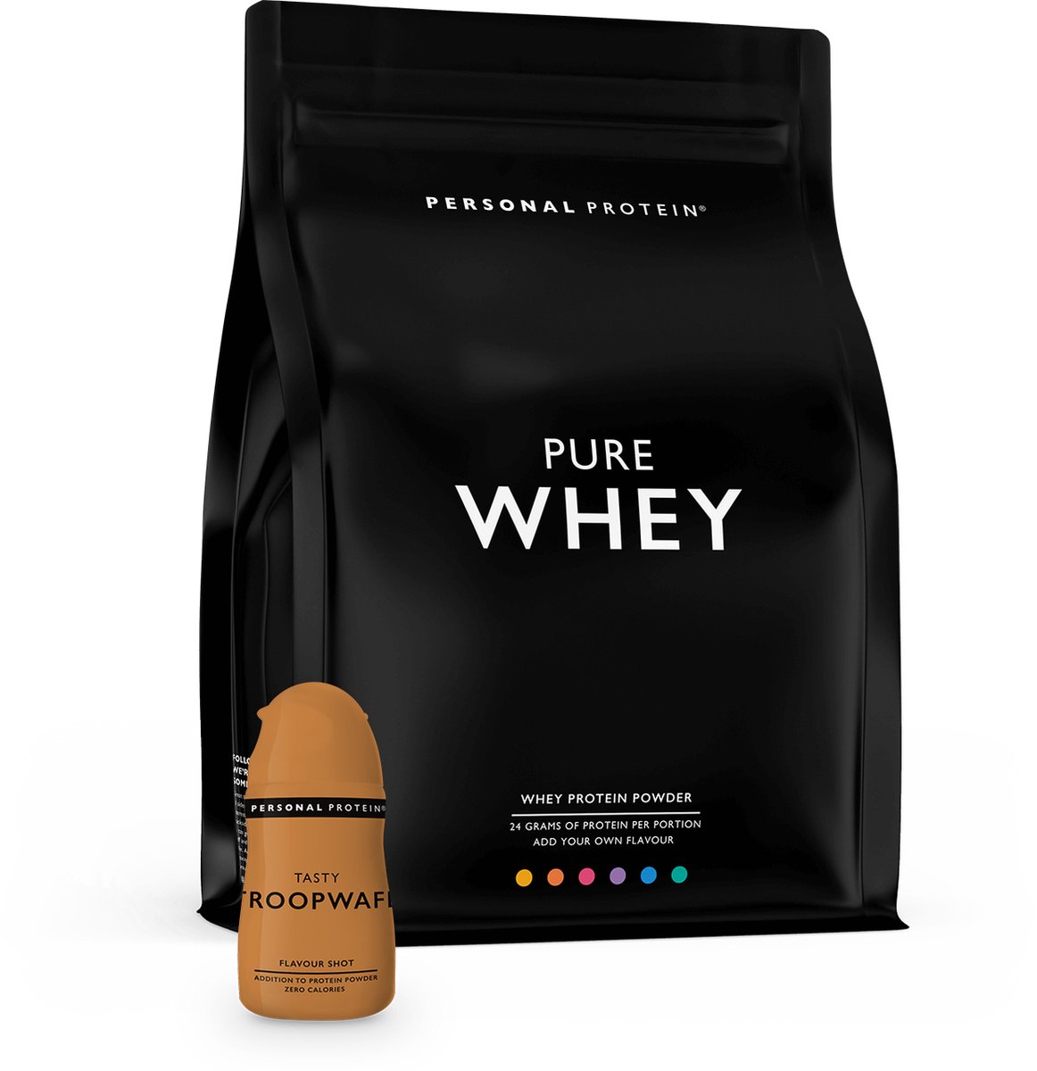 Personal Protein® – Pure Whey Protein – Stroopwafel Eiwitshake / Protein shake – 1000 gram (33 shakes) + Stroopwafel Flavour Shot