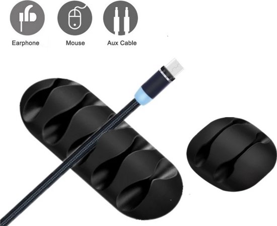 Support de câble noir - clip de câble pour 5 câbles - organisateur de câbles - organisateur de bureau - Extra Sturdy - OXILO