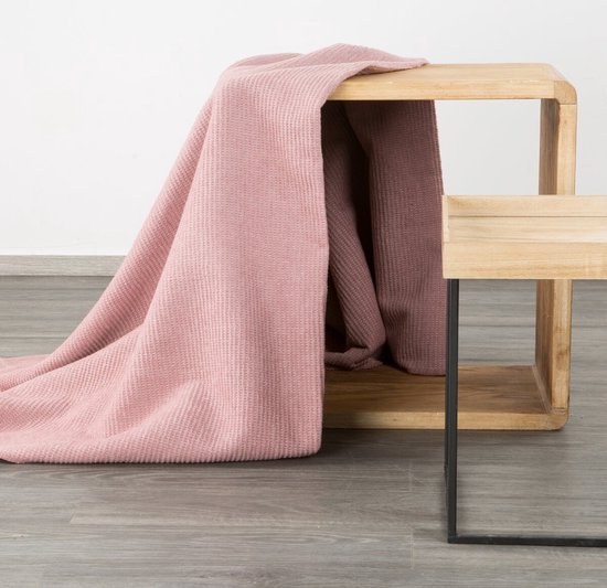 Oneiro’s Luxe Plaid AMBER roze - 150 x 200 cm - wonen - interieur - slaapkamer - deken – cosy – fleece - sprei